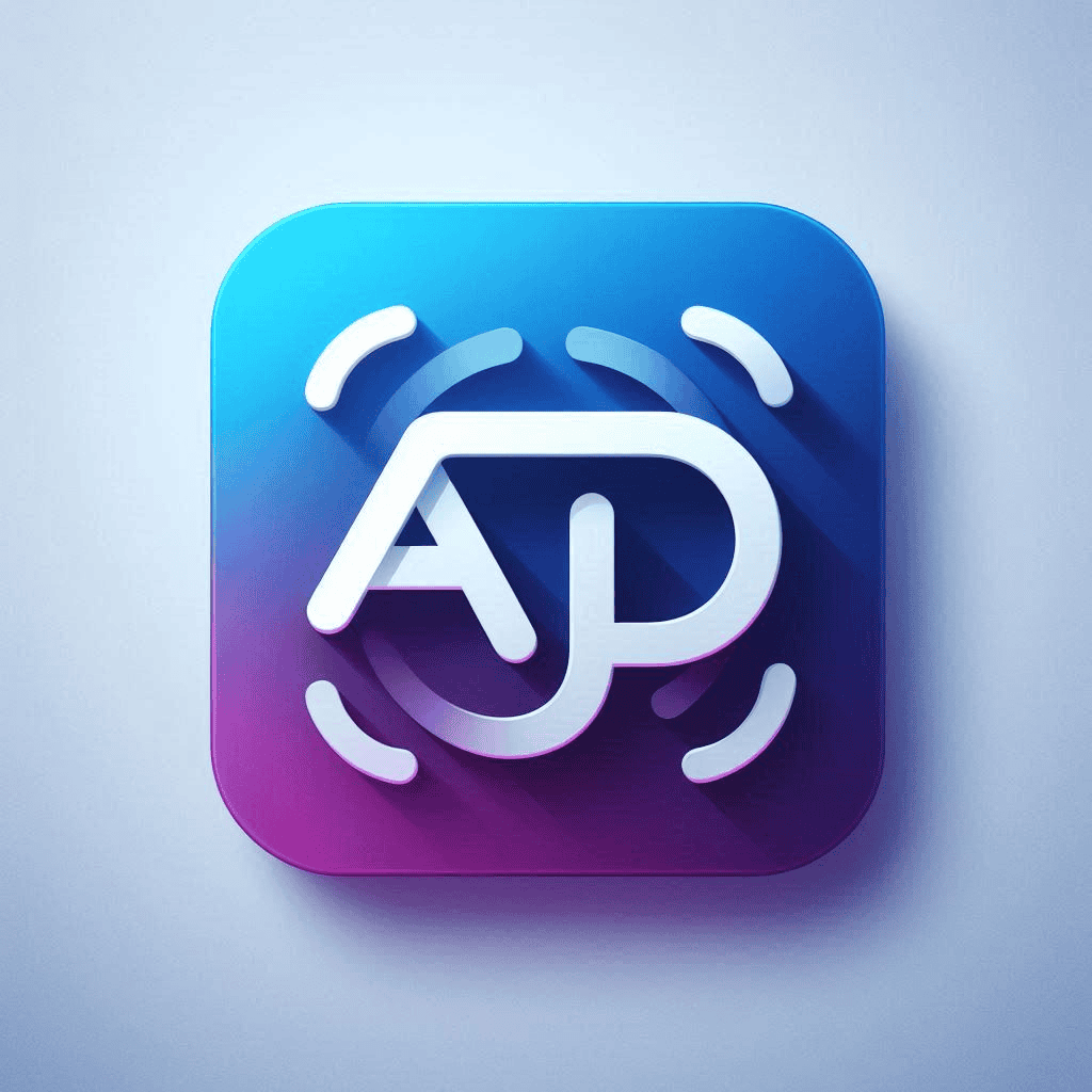 Alarm clock icon with AD lettering and alert symbols, representing notifications or reminders.