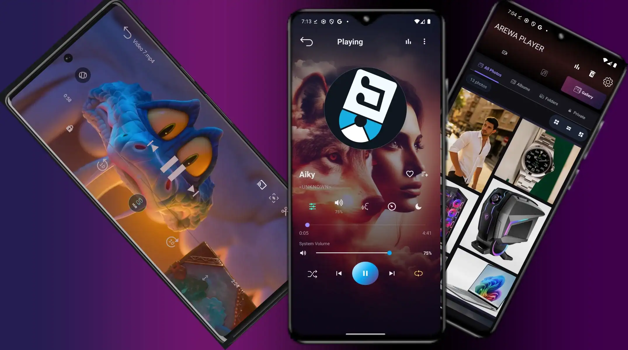 Screenshot mockup for Arewa Player Android app
