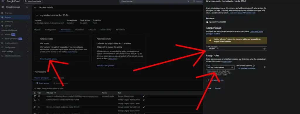 How to Connect Google Cloud Storage to WordPress with Arewa S3 Media Library 15 Configure a Public Google Cloud Storage Bucket