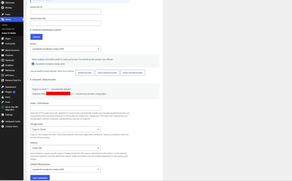Connect Amazon S3 to Arewa S3 Media Library