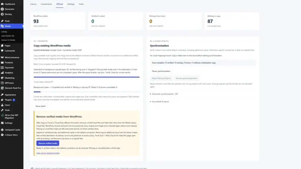 How to Connect Google Cloud Storage to WordPress with Arewa S3 Media Library 13 Copy Existing WordPress Media to Google Cloud Storage