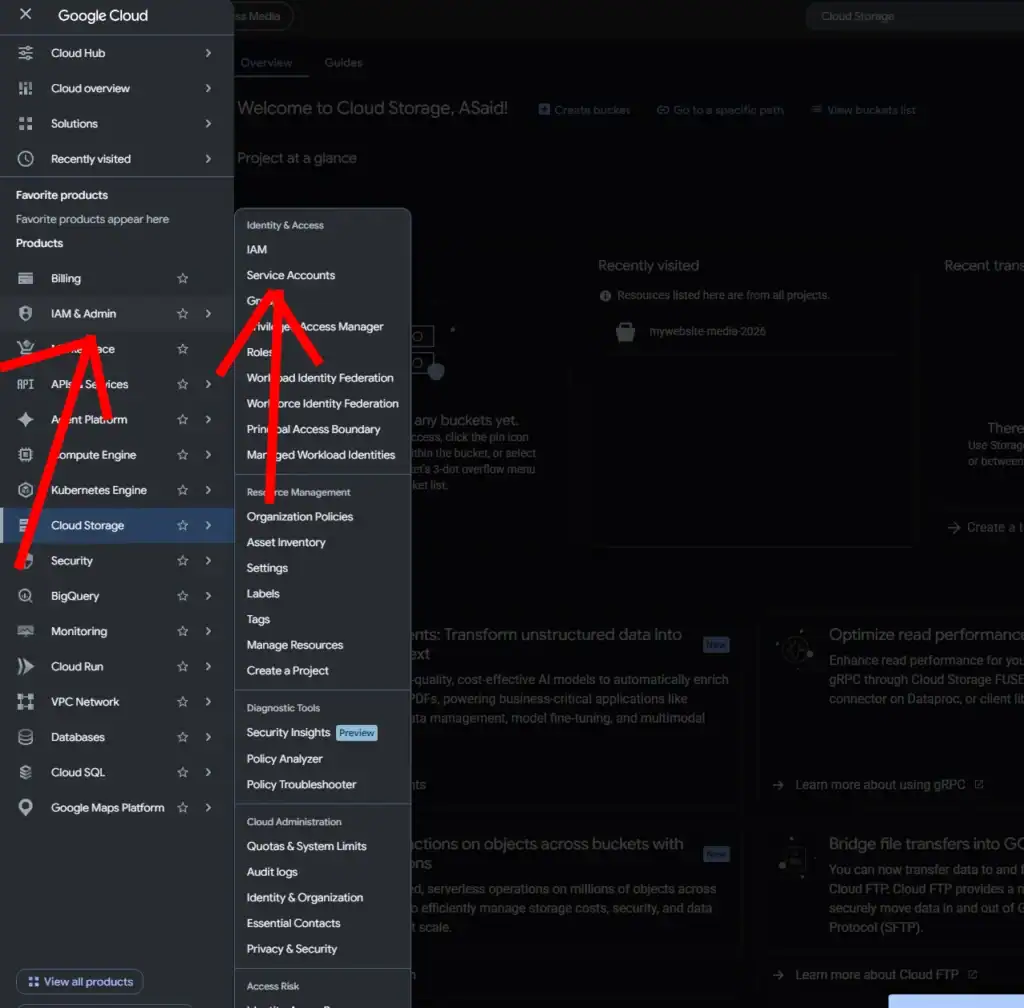 How to Connect Google Cloud Storage to WordPress with Arewa S3 Media Library 6 Create a Google Cloud Service Account