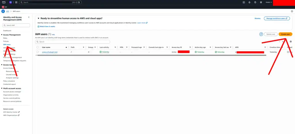 Amazon S3 bucket permissions management in AWS Console.