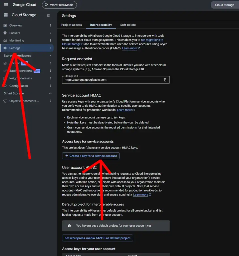 How to Connect Google Cloud Storage to WordPress with Arewa S3 Media Library 10 Generate Google Cloud HMAC Keys