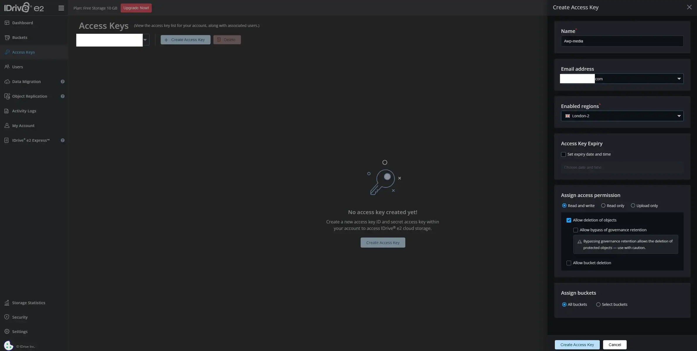 Generate IDrive e2 S3 API Credentials