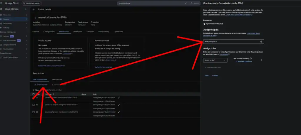 How to Connect Google Cloud Storage to WordPress with Arewa S3 Media Library 8 Grant the Service Account Access to Your Bucket