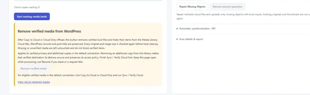 Remove Verified Local Media to Save 