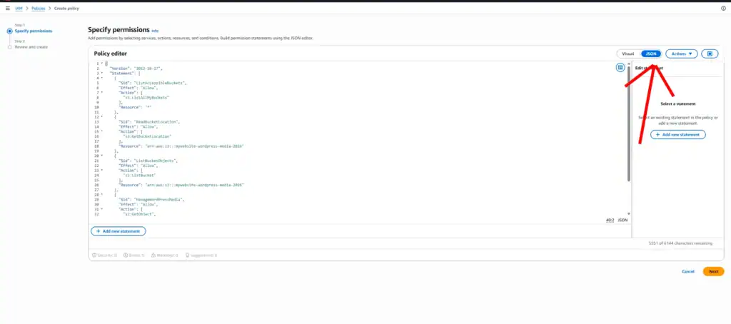Select the JSON Editor